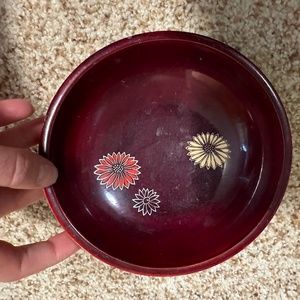 Hand painted Bowl dish floral red Japanese made in Japan